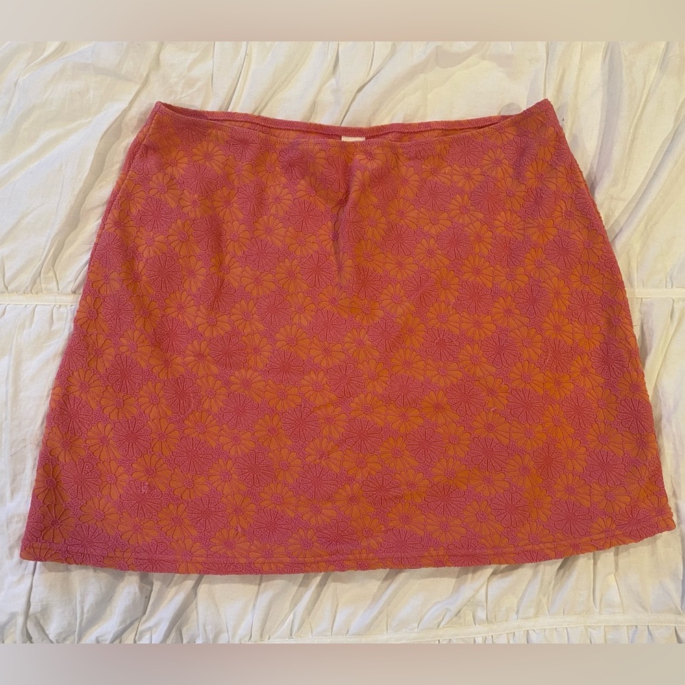 Floral Mini Skirt - Pink & Orange